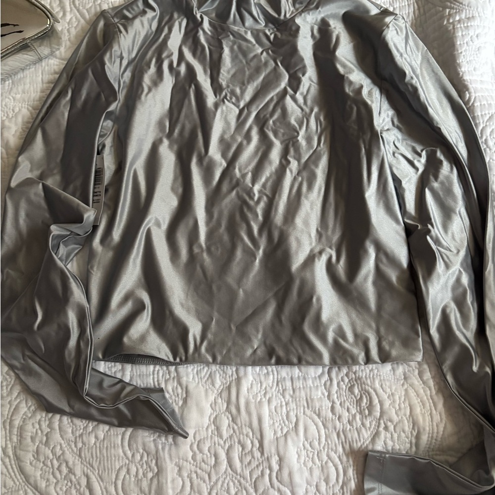 Babaton Metallic Gray Crop Top